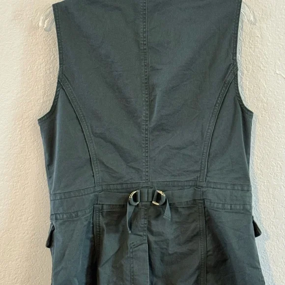 White House Black Market Utility Vest Womens Army Green 14 - Picture 4 of 13